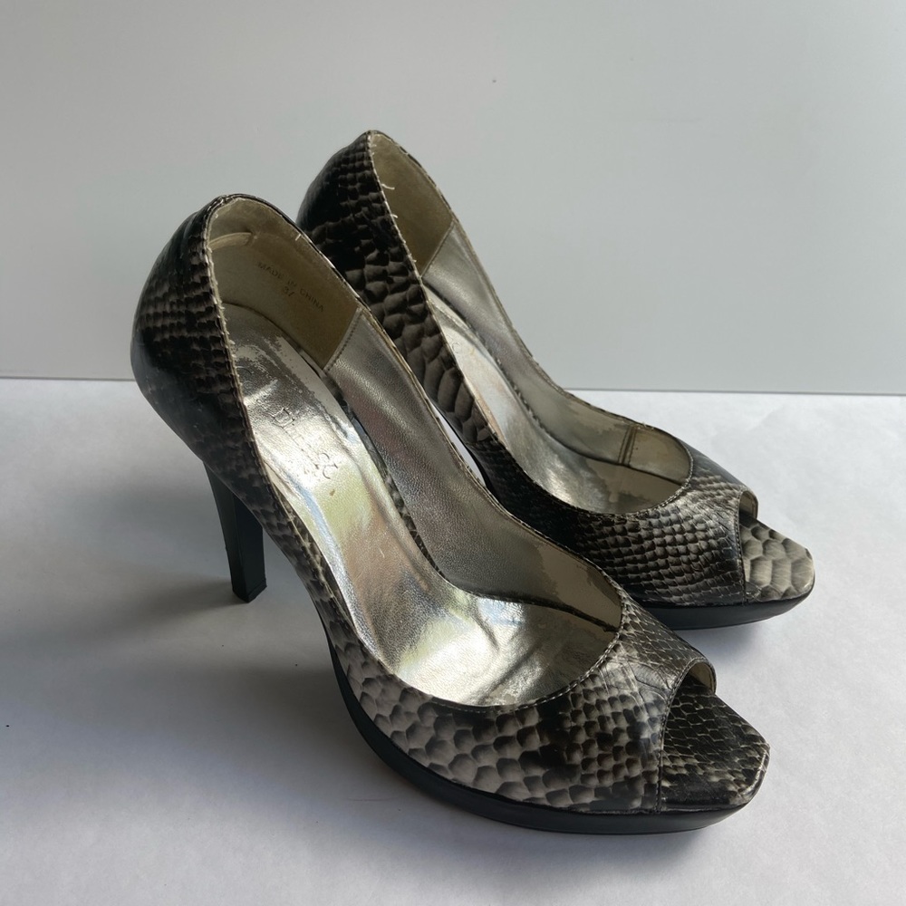 SNAKE SKIN HEELS | Open Toe | Sz 7